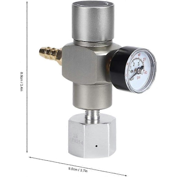 CO2 2-i-1 adapter Mini Soda CO2 gasregulator Manometer med 3/8\" til TR21.4 adapter til Sodastream