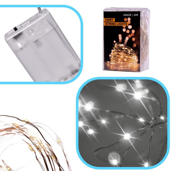 LED String Lights 5 m 50 LED Cool White Battery Operated Indoor