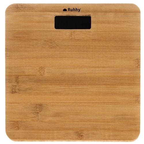 LCD-kylpyhuonevaaka 180 kg bambu, kg/lb, 28x28 cm, 2x AAA