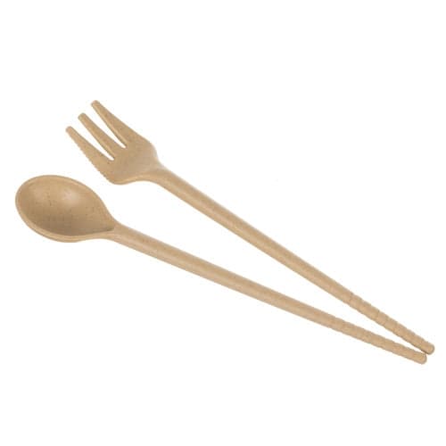 Lunchbox wheat straw 750 ml 2 compartments with cutlery beige