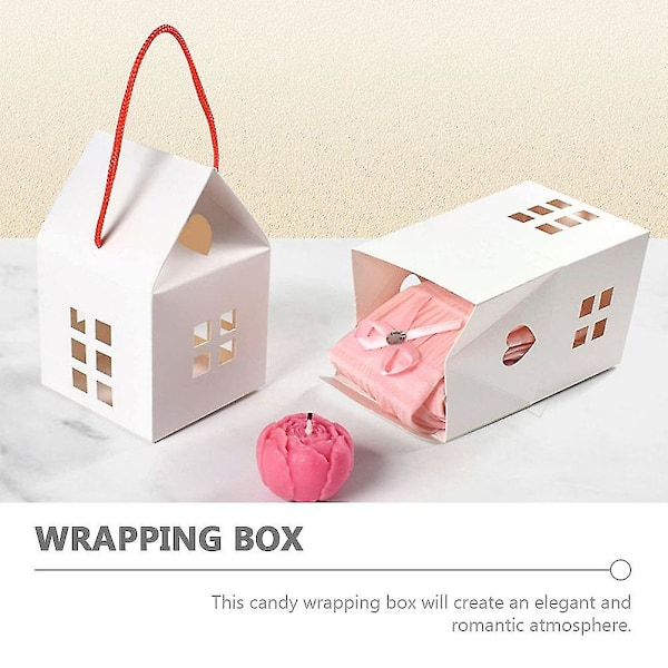 15 st Festpresentask Paper Candy Boxes Handhållna Husformade Presentaskar