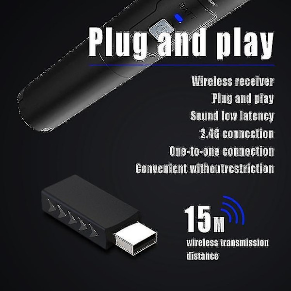 PS5 Trådløs Mikrofon, Spilkonsol Mikrofon, Med Switch Kompatibel Med Nintedno Switch PS5 PS4/Wii U Spil Trådløs Mikrofon (Hvid)