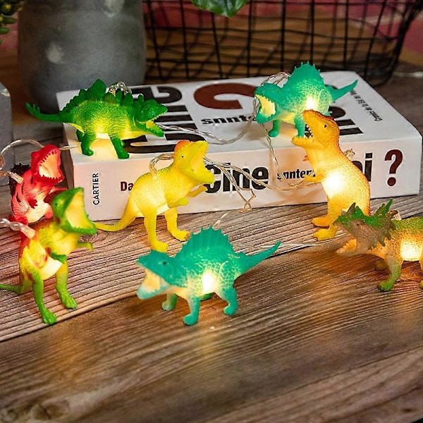 LED Dinosaurie Ljusslinga Dinosaurie Rumsinredning för Pojkar Dinosaurie Lampa Julfest Tillbehör Dinosaurie Batteridrivna Lampor