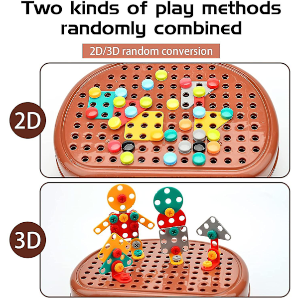 Kreativitetsverktøykasse Drill Design Puslespill Konstruksjoner Leke, 203 deler Mosaikk Puslespill Leke, brun