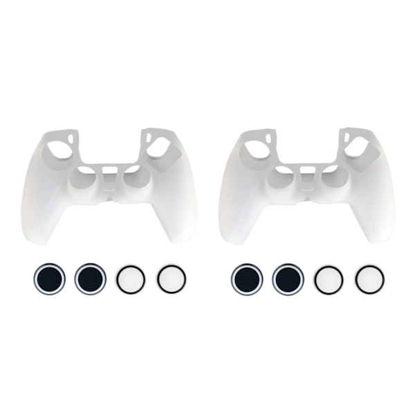 2x Silikonebeskyttelse til Playstation 5 PS5 Controller - Hvid
