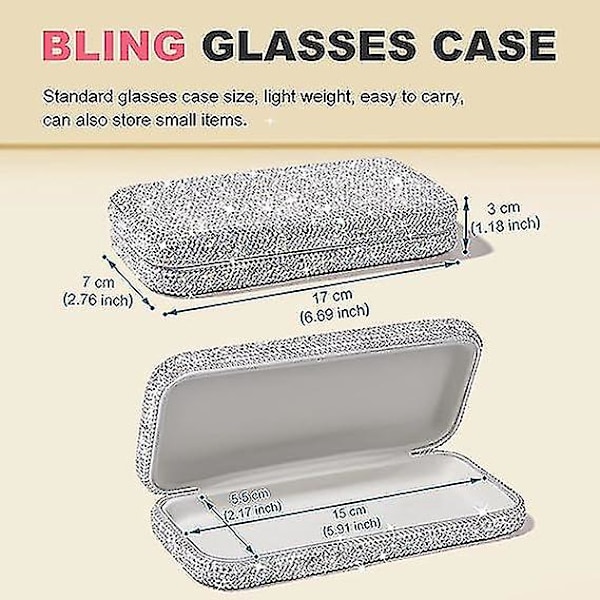 Brilleetui, Bling Krystal Rhinestone Solbrilleholder Hårdt Beskyttende Stort Brilleetui Opbevaringsboks Til Briller Solbriller