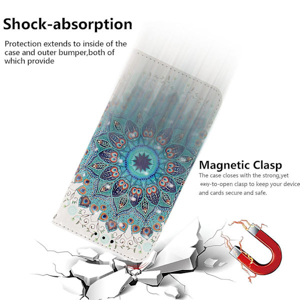 Kompatibel med Oppo Reno 8 Lite 5g Deksel Magnetisk 3d Mønster Lommebok Flip Etui Med Stropp - Påfugl