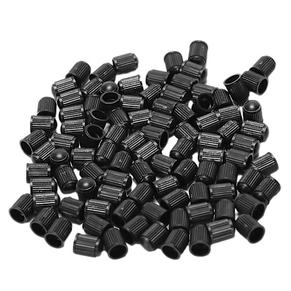 300x - Sorte Plastikdæksel til Ventiler. Biler, Lastbiler, Motorcykler, ATV. Schrader Dækventiler.
