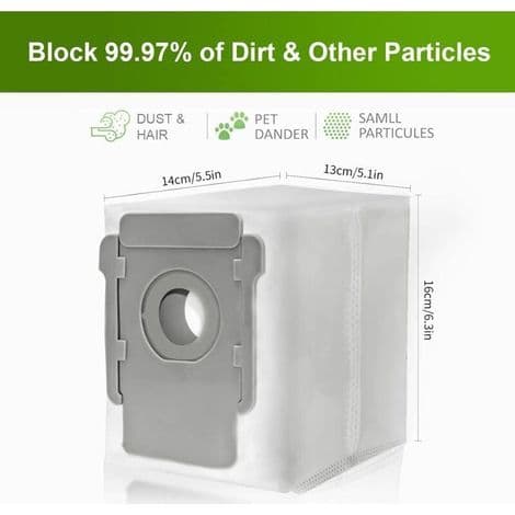 KGC 10 støvsugerposer kompatible med iRobot Roomba i7/i7+ Plus, i3 i3+ Plus, S9/ iS9+ Plus, E5 E6 E7, erstatningsposer kompatible med iRobot R