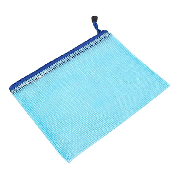Blue A5 Zipper Plastic Pockets - Protective Pockets for File, Paper, Document Folder
