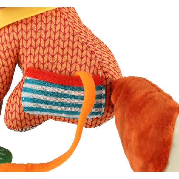 Sensorisk plyschräv 20 cm med bitringar och barnvagnskrok