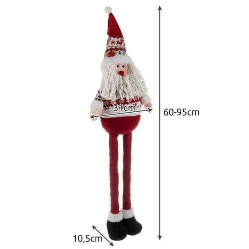 Nissefigur juledekorasjon teleskopben 60-95 cm rød/hvit polyester
