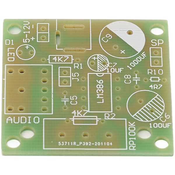 LM386 lydforsterkersett, Super Mini DIY Smart elektronisk modulbrett FR4-A PCB 3-12V
