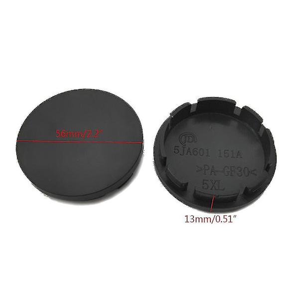 4 stk./sæt Sort/sølv 56mm ABS-kapsler Universal Bilhjul Centerkapsel til Fælg