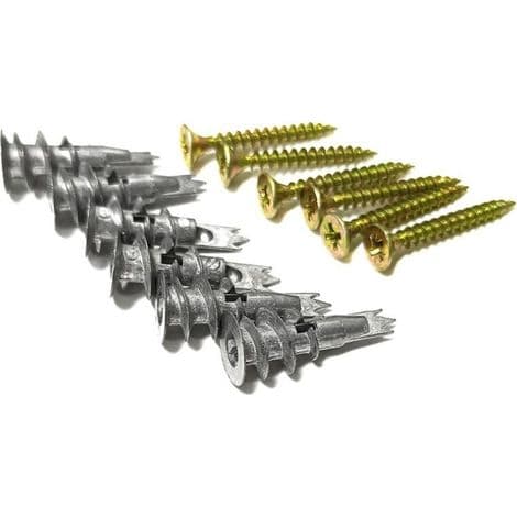 100 STK Metallskruer og plugger, gipsplugg, selvborende plugger, gipsflisplugger, for DIY gipsplatefester