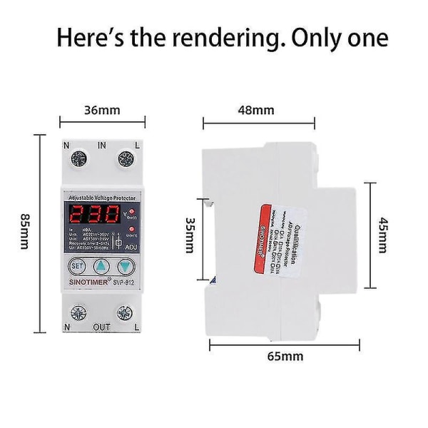 Sinotimer Led-display Svp-912 40a Din-skena 230v Justerbar Överspänning Underspänning Skyddande Devi