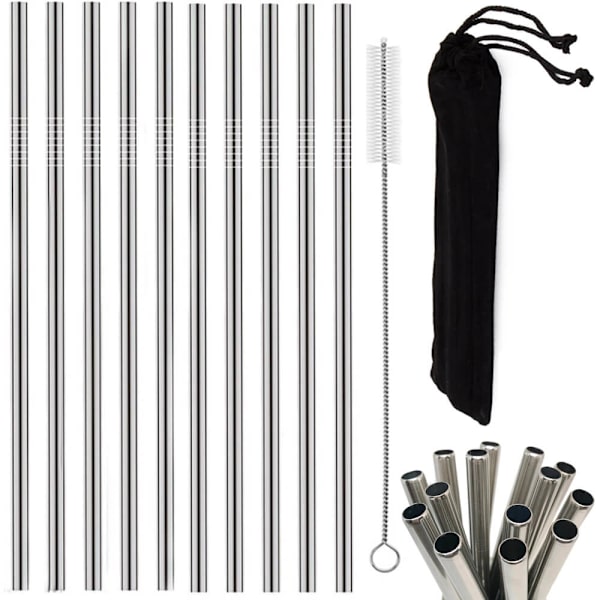 Reusable Stainless Steel Straws, 10-pack