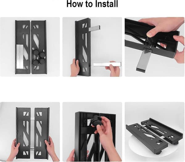 Universal PC Stand Justerbar Computer Stand Mobil PC Holder med 4 Hjul, CPU Holder til Desktop Tower, Gaming PC
