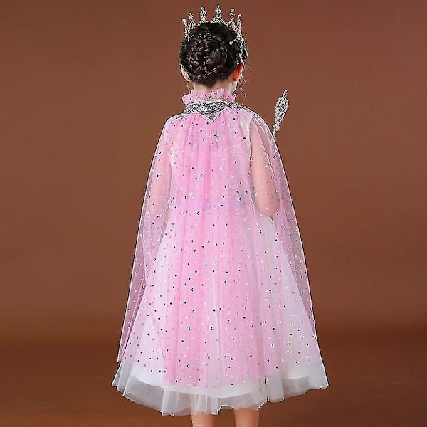 Prinsesscape, Utklädningskläder för Flickor med Prinsessaccessoarer Tiara Spira Halsband Armband Ring Örhängen, Prinsessdräkt Maskeradkläder för Födelsedagsfest