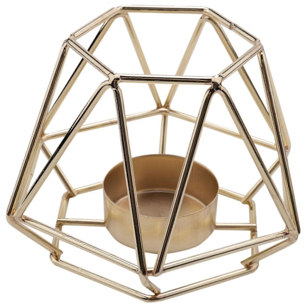 Set med 6 Gyllene Geometriska Metall Tealight Ljusstakar för Vardagsrum & Badrumsdekorationer