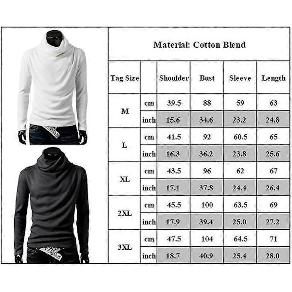 Herr Enfärgad Polokrage Långärmad Basic Toppar Casual Vinter Höst Cowl Neck Pullovrar Stickat