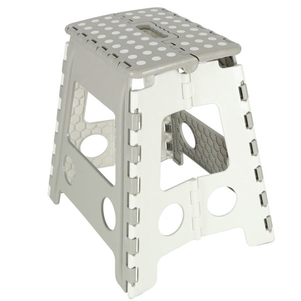 Folding stool 39.5 cm non-slip plastic light grey max 150 kg