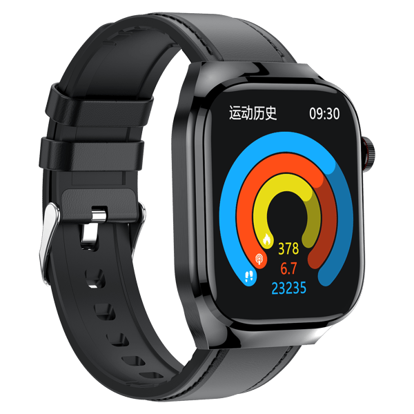 Smartwatch EKG, puls, blodtryk, søvn, skridttæller Sort