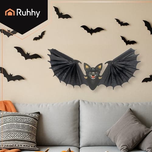 Hanging Bat Halloween Decoration 60 cm Black Foldable