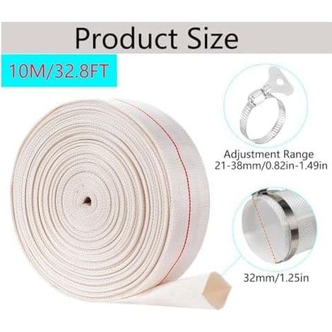 Platt 32 mm 1 1/4 10 M brandslang för dränkbara pumpar eller smutsvattenpumpar (32 mm, 10) -