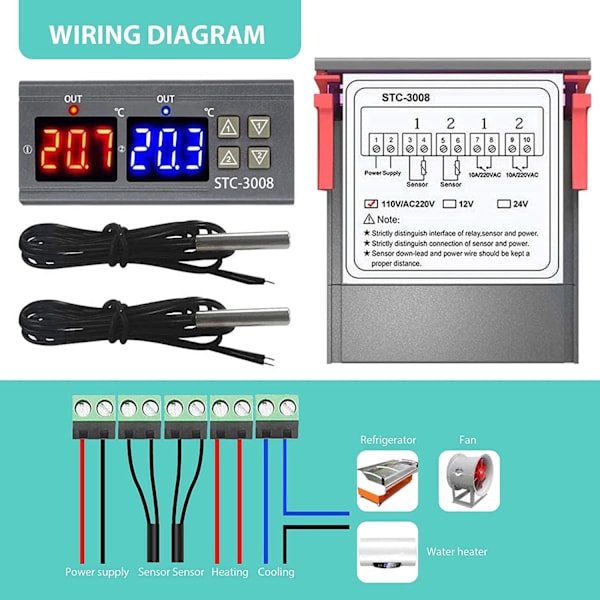 STC-3008 220V Temperaturregulator, PID-regulator