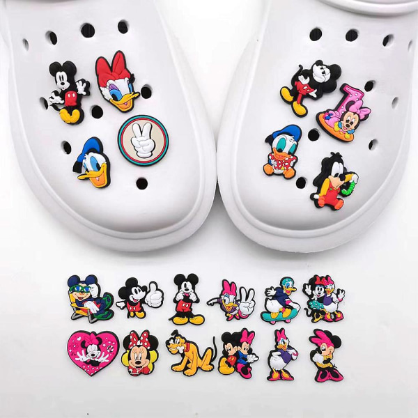 20 kpl Mickey Minnie Donald Duck -kenkäkoristeita, Croc-kenkien koristeita lapsille pojille ja tytöille