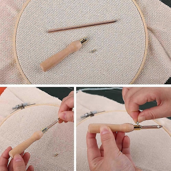 Punch Needle Verktygsset Trä Broderipenna Sömnad Punch Needle För Handgjorda