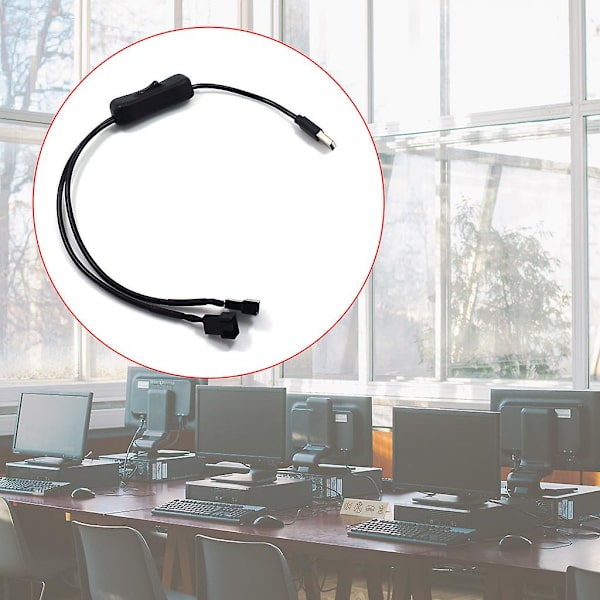40 cm USB til 3-pins / 4-pins PWM 5V vifte strømforsyningskabel med av/på-bryter