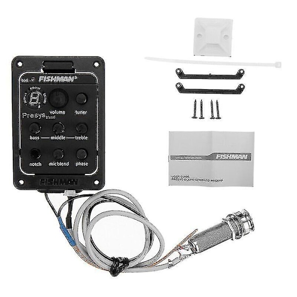 Fishman 4-bånds 301 Eq Tuner Piezo Mic Presys Blend Akustisk Guitar Pickup Forforstærker
