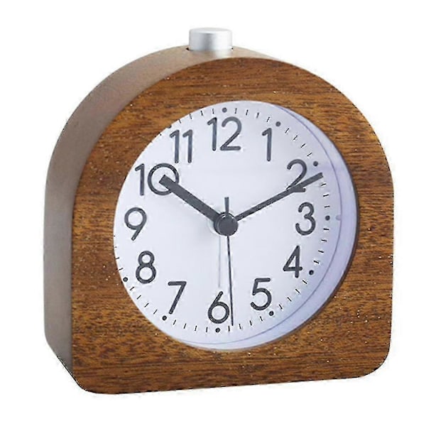 Väckarklocka Utan Tickande Retro Träväckarklocka Med Urtavla Alarm Ljus Tyst Bordsklocka Med S