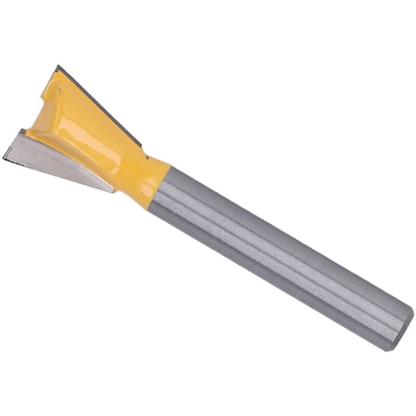 Svalehalebit, 6 mm skaft, wolframlegering, wolframkarbidbelegg, trebearbeidingsfres, 1/2\" gul kutter
