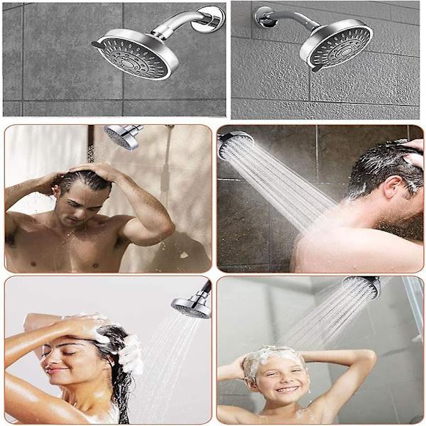 Højtryks Fast Bruseshowerhoved, diameter 10 cm, 5 Justerbare Sprøjtetilstande, 360 Graders Rotation, Anti-lavt Vandtryk, Krombelagt, Velegnet Til