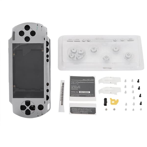 PSP 1000 Complete Shell Housing Set with Buttons - Silver