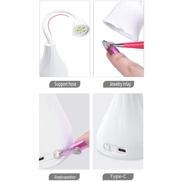 UV-lampe til negle, bærbar UV-lampe til negle med klips