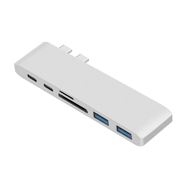 USB C Hub Thunderbolt 6 i 1 med 2x USB C Hanner