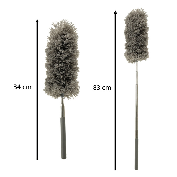 Teleskooppinen pölyharja mikrokuitu 83 cm harmaa