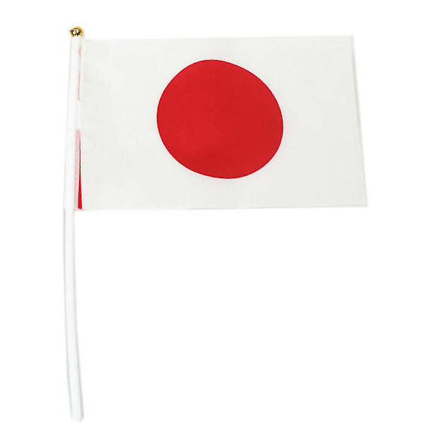 14x21cm 10 st Små Japanska Flaggor Handviftande Flaggor Med Plastflaggstänger Nc008