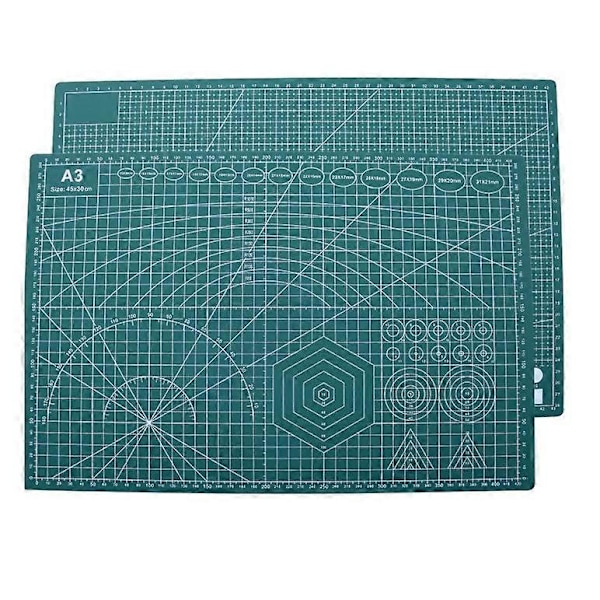 A3 Leikkuualusta - 3-kerroksinen PVC Itsekorjautuva Leikkuulauta, Kaksipuolinen Askartelualusta, Täydellinen Ompeluun, Tilkkutyöalusta, DIY, Tuuma/Metrinen