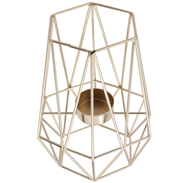 Set med 6 Gyllene Geometriska Metall Tealight Ljusstakar för Vardagsrum & Badrumsdekorationer