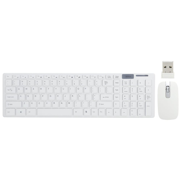 Wireless Keyboard and Mouse Set - Smart Sleep, 10m Remote Connection - Compatible with iOS/Windows/Android - White