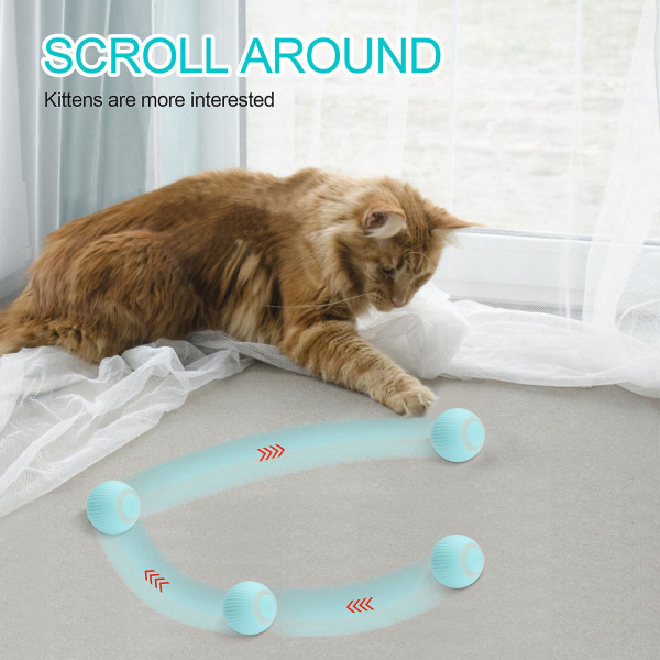 Ny het smart interaktiv kattboll, USB-laddningsbar automatisk kattleksak med LED-ljus, självroterande boll, automatisk studsande boll för inomhuskattungar K