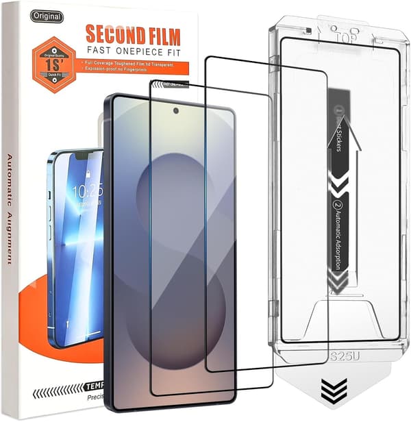2-Pack Screen Protector compatible with Samsung S25 – Mounting Frame