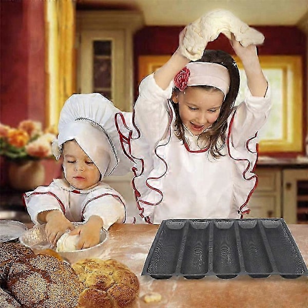 2 stk. Silikone Perforerede Bageforme Sandwichform Franskbrødsform Madmåtte 5 Brød Non-Stick Bageplade