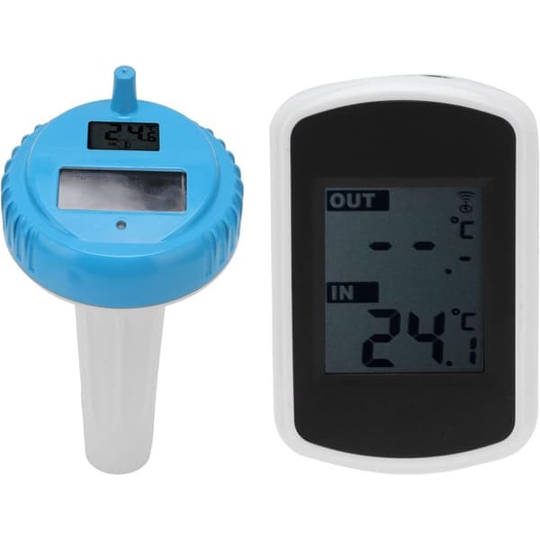 Lättläst flytande trådlös solcellspooltermometer, digital termometer för simbassänger, vattenparker, varma källor och badrum