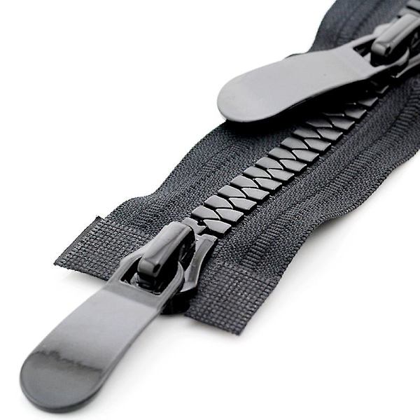 1 stk Farvet Harpiks Lynlås Dobbelt Skyder Åben Ende Automatisk Lås Tøj Lynlås, Sort, 8#, 100cm
